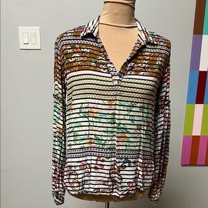 Wanitta Multicolor Striped Floral Top